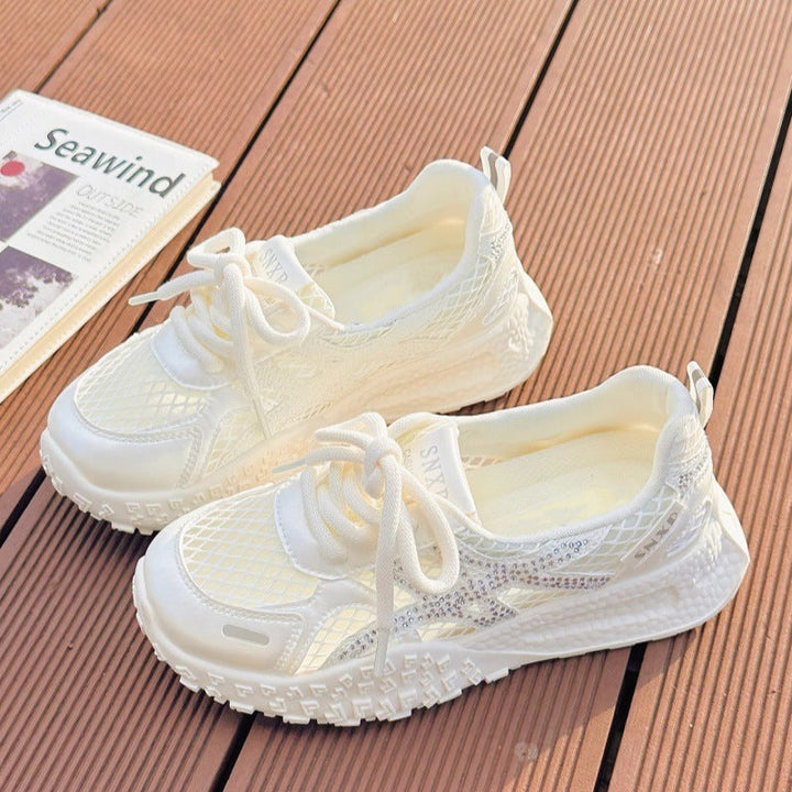 Women's Sporty Sneakers with Breathable Mesh Design and Sparkling Accents Mune Fashion