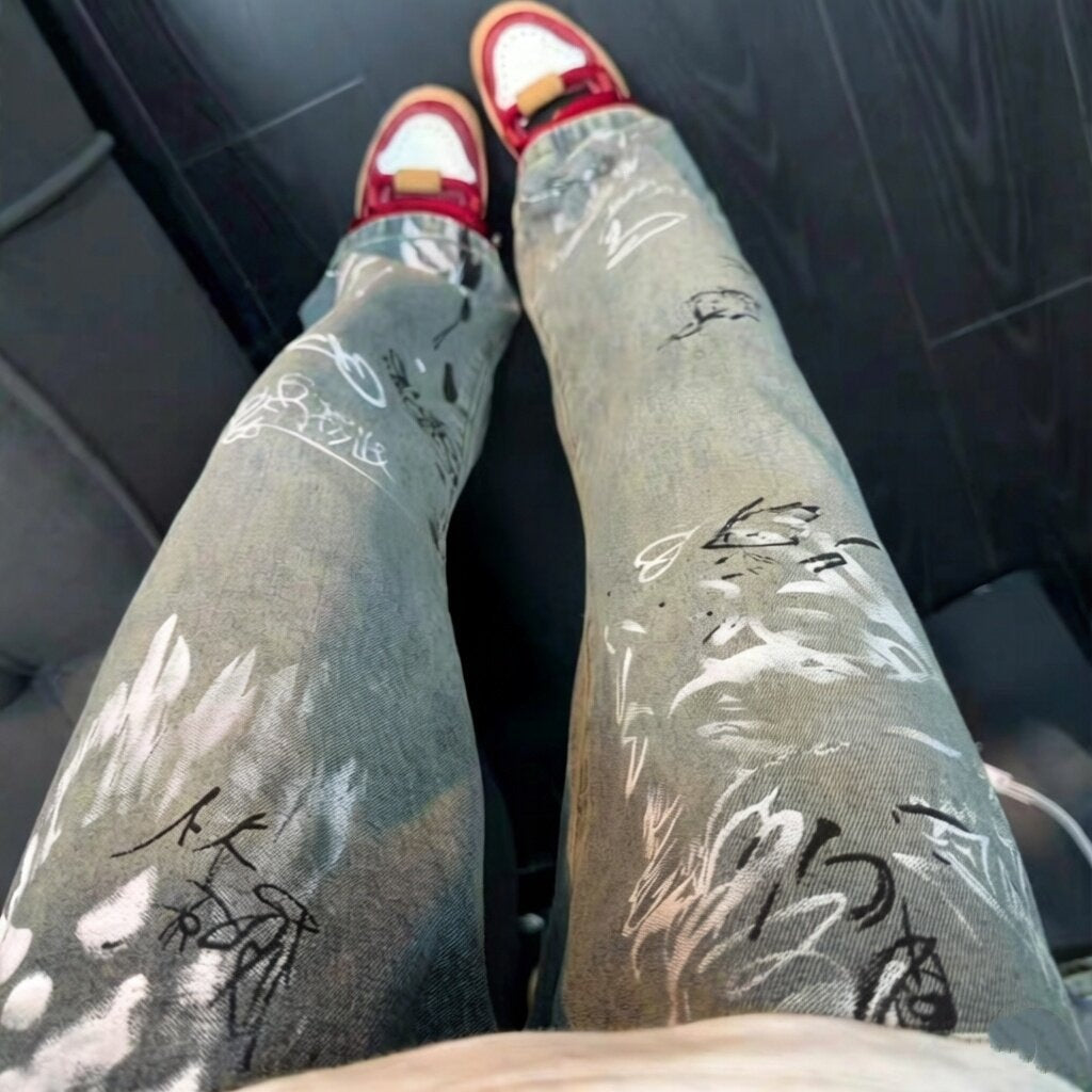 Women Stylish Ripped Skinny Jeans with Creative Graphics Mune Fashion