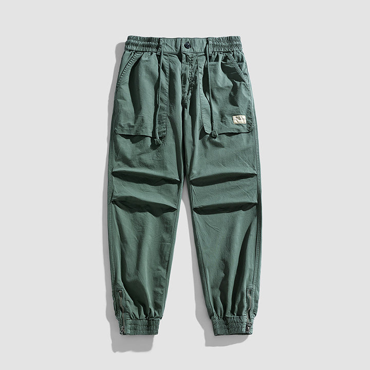 Men's Relaxed-Fit Cargo Jogger with Drawstring Waist, Knee Pleats and Zip Cuffs Mune Fashion