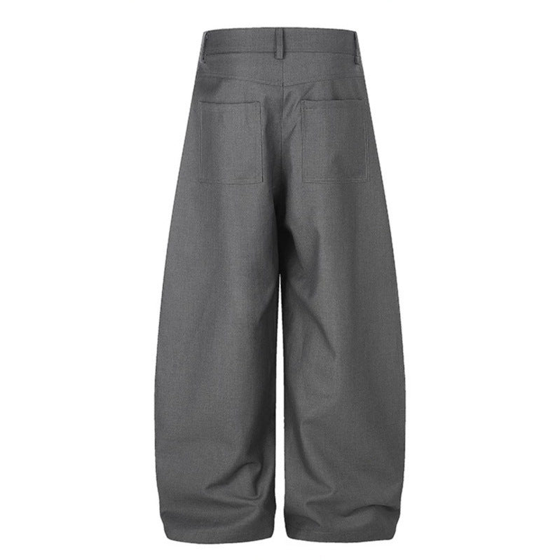 Women's Wide Palazzo Pants with High Waist, Pleats and Asymmetrical Button Placket Mune Fashion
