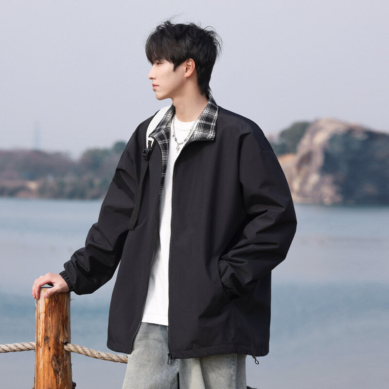 Men's Trendy Transitional Jacket with Check Pattern Mune Fashion