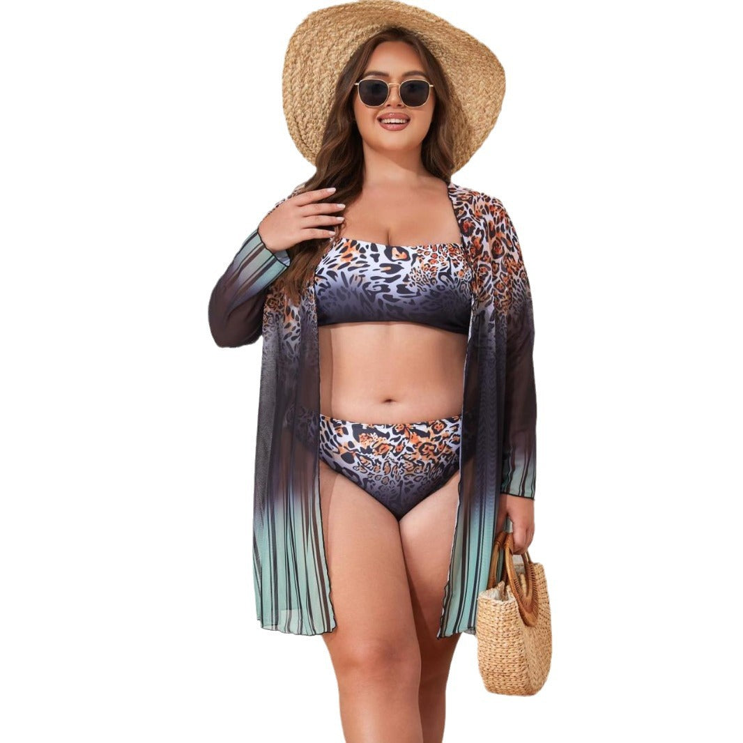Women's Beach Ensemble with Leopard Pattern Mune Fashion