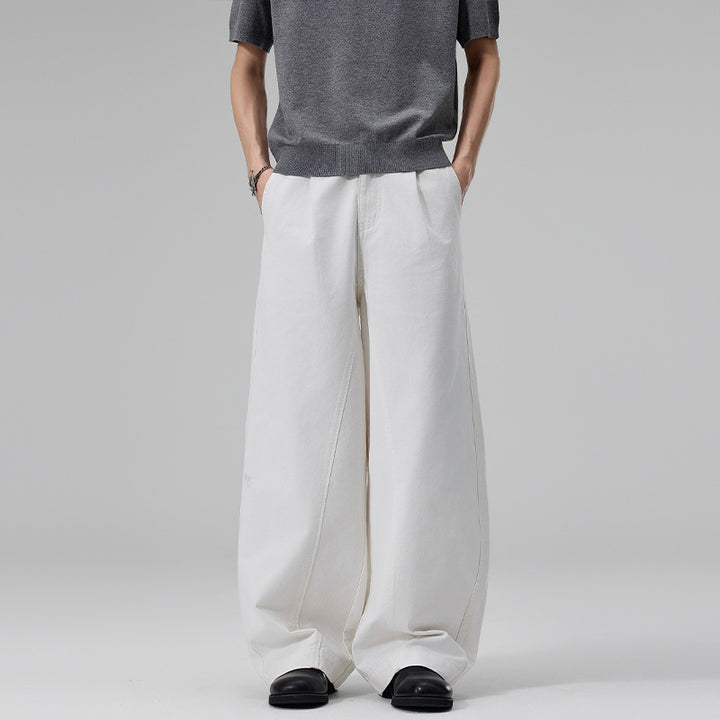 Men's Ultra Wide Cotton Twill Pants with Pleat and Palazzo Silhouette Mune Fashion