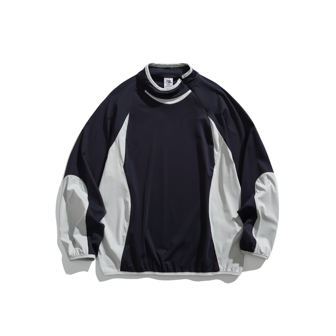 Unisex Oversize Windbreaker Pullover with Stand-up Collar and Contrast Panels Mune Fashion