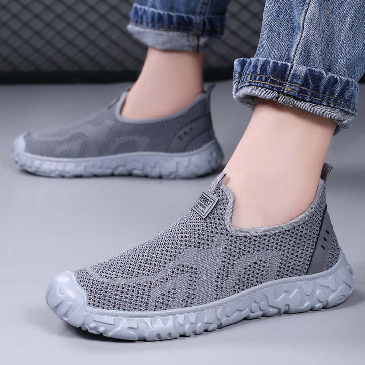 Unisex nan lightweight breathable slip-on knit walking shoe with flexible tread sole Mune Fashion