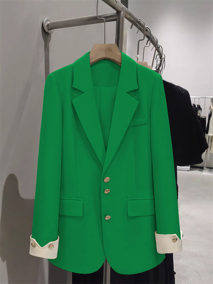 Women Elegant Blazer with Golden Button Details Mune Fashion