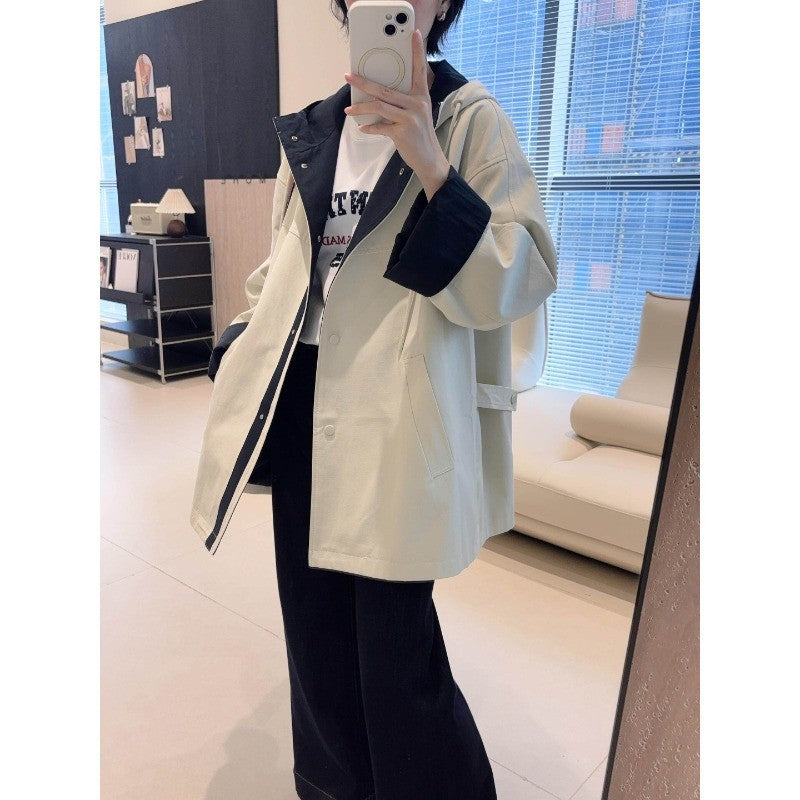 Unisex Oversized utilitarian Trench Coat with contrasted lining and hood Mune Fashion