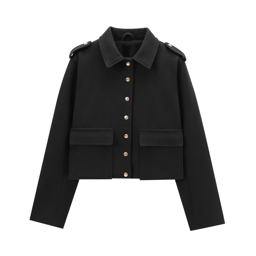 Women's Fashion Short Jacket with Flap Pockets