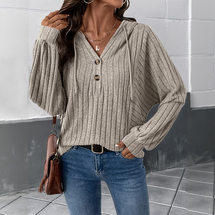 Women's Casual Knit Sweater with Button Details Mune Fashion