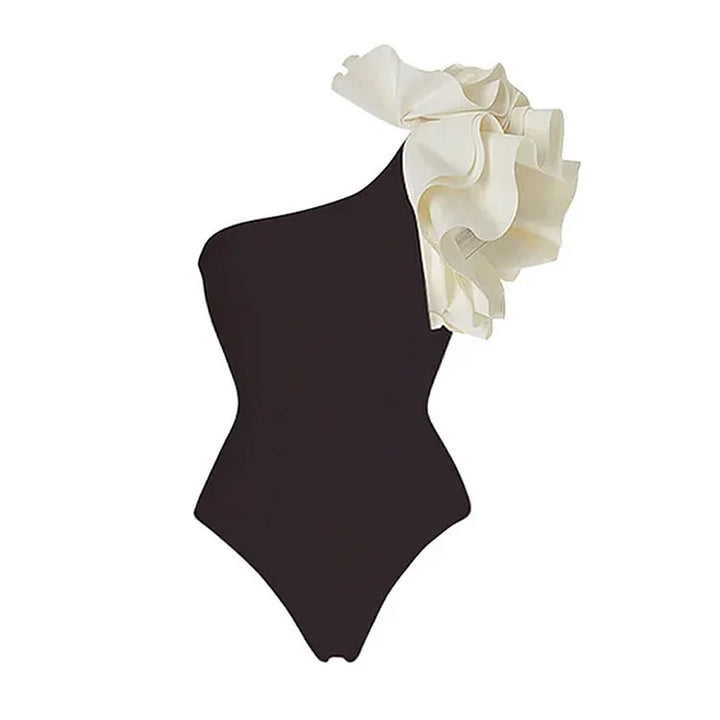 Women's Asymmetric Design Swimsuit with Voluminous Ruffle Elements Mune Fashion
