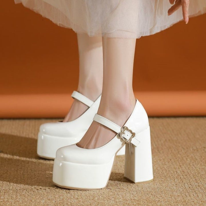 Women's Platform Mary Jane Pumps with High Platform and Sculpted Block Heel Mune Fashion