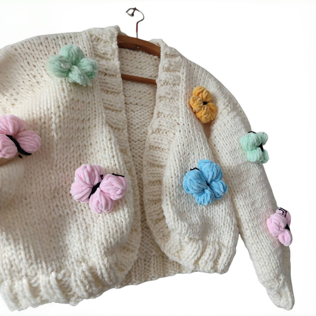 Women's Fashion Cardigan with Floral Decor
