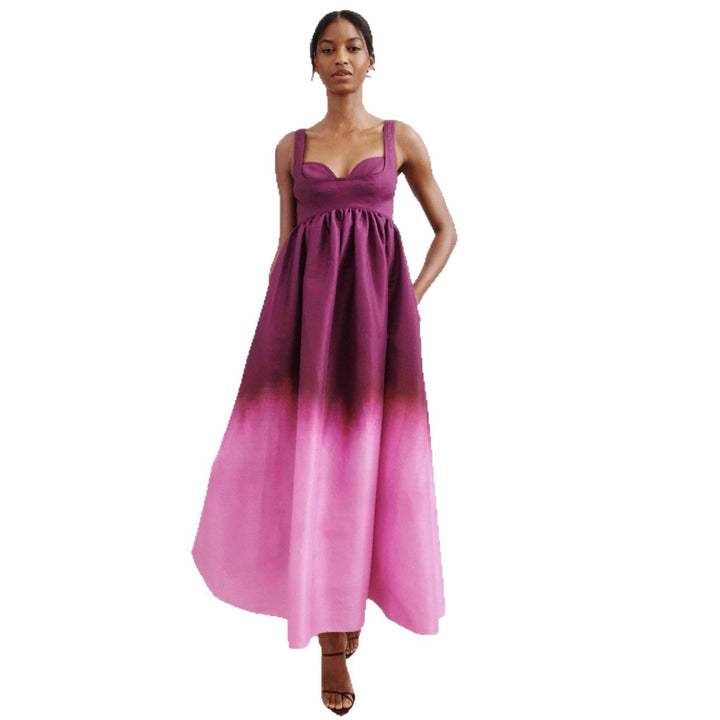 Women’s shaping bustier maxi dress with empire seam and voluminous flared skirt Mune Fashion