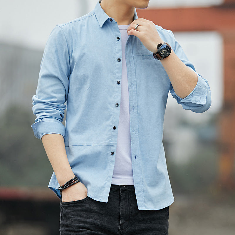 Men's casual cotton denim shirt with chest pocket, button placket, and straight fit Mune Fashion