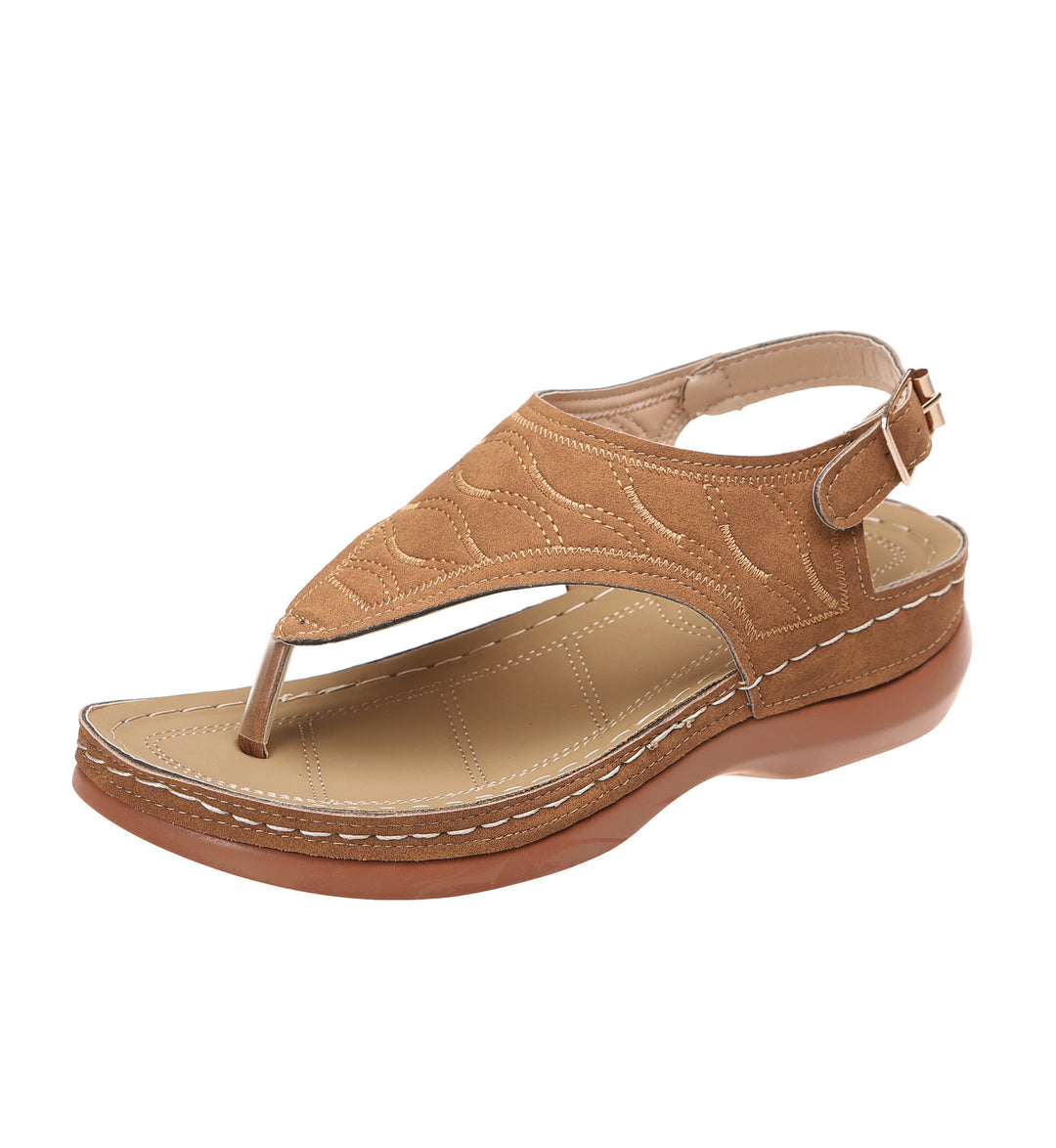 Women's wedge sandal with adjustable heel strap and quilted suede look Mune Fashion