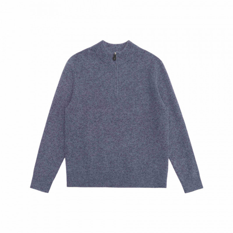 Men's textured knit sweater with half zip, stand-up collar and oversized silhouette Mune Fashion