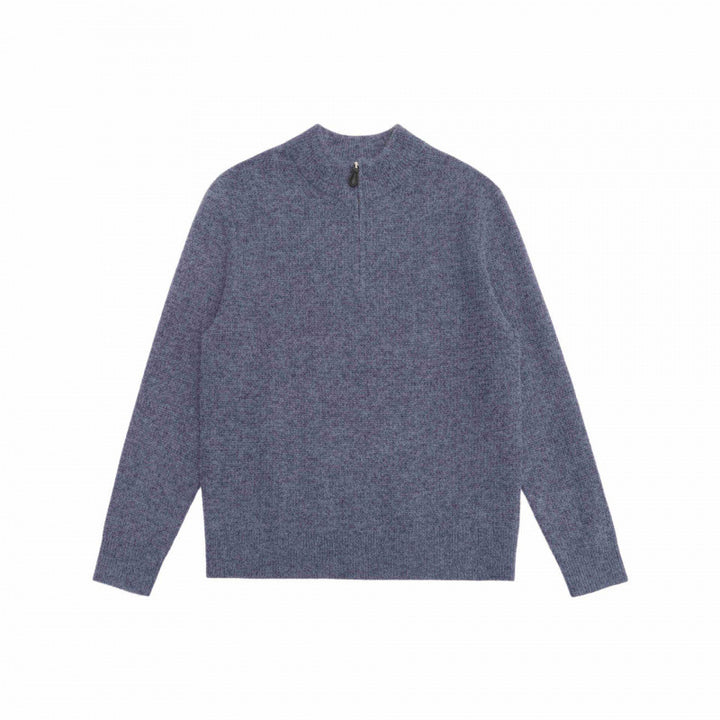 Men's textured knit sweater with half zip, stand-up collar and oversized silhouette Mune Fashion
