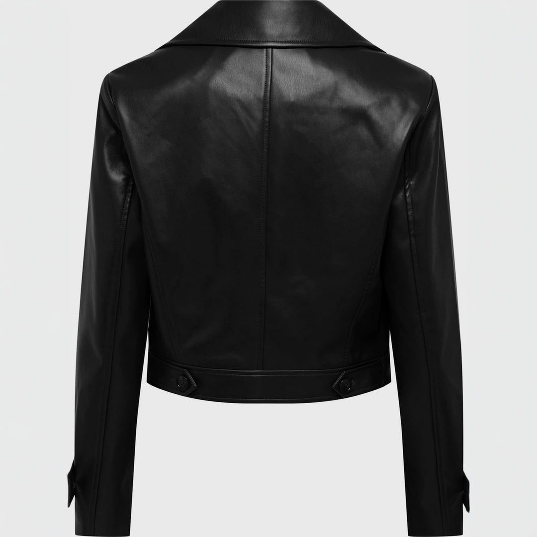 Women's Cropped Leather Jacket Mune Fashion