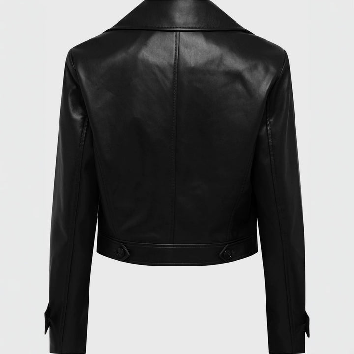Women's Cropped Leather Jacket Mune Fashion
