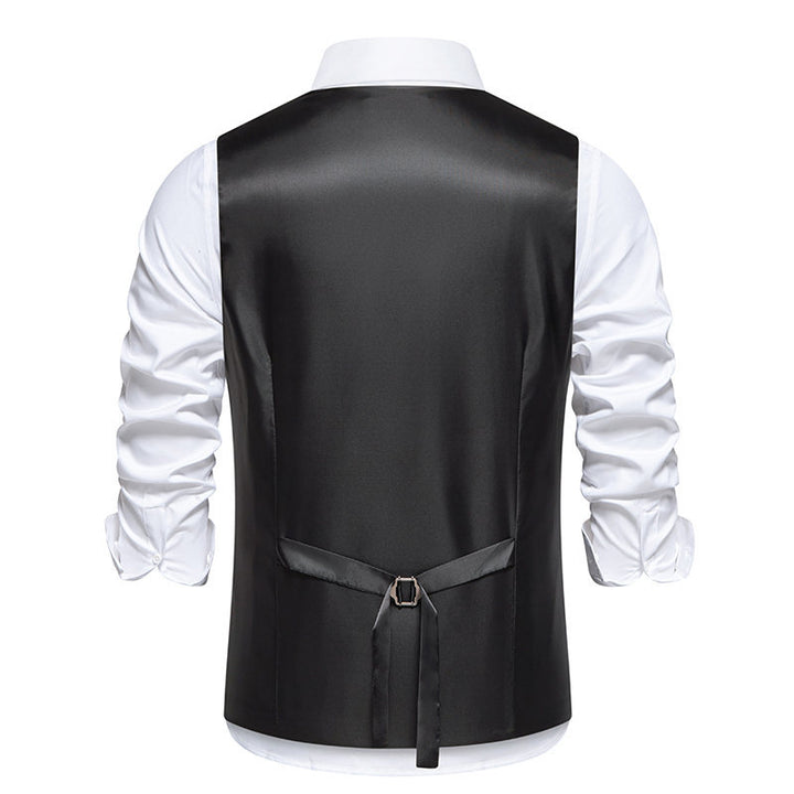 Men's Tailored Vest with Asymmetric Zipper and V-Neck Mune Fashion