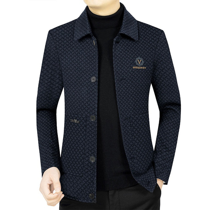 Men's light patterned shirt jacket in a structured pattern with single-breasted button placket Mune Fashion