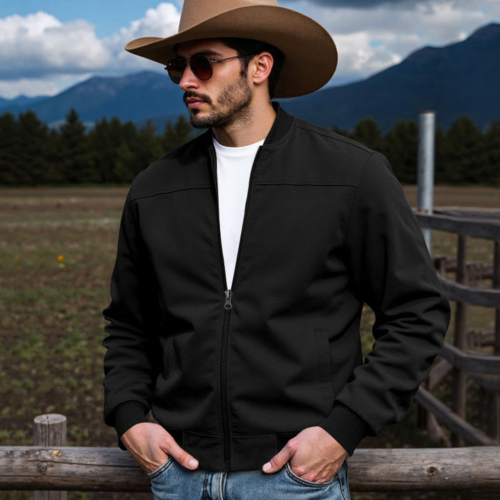 Men's Lightweight Bomber Jacket with Zipper, Ribbed Cuffs & Minimalist Seam Structure Mune Fashion