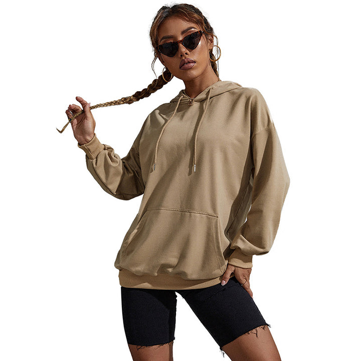 Women's Oversized Hoodie with Kangaroo Pocket and Elastic Hem Mune Fashion