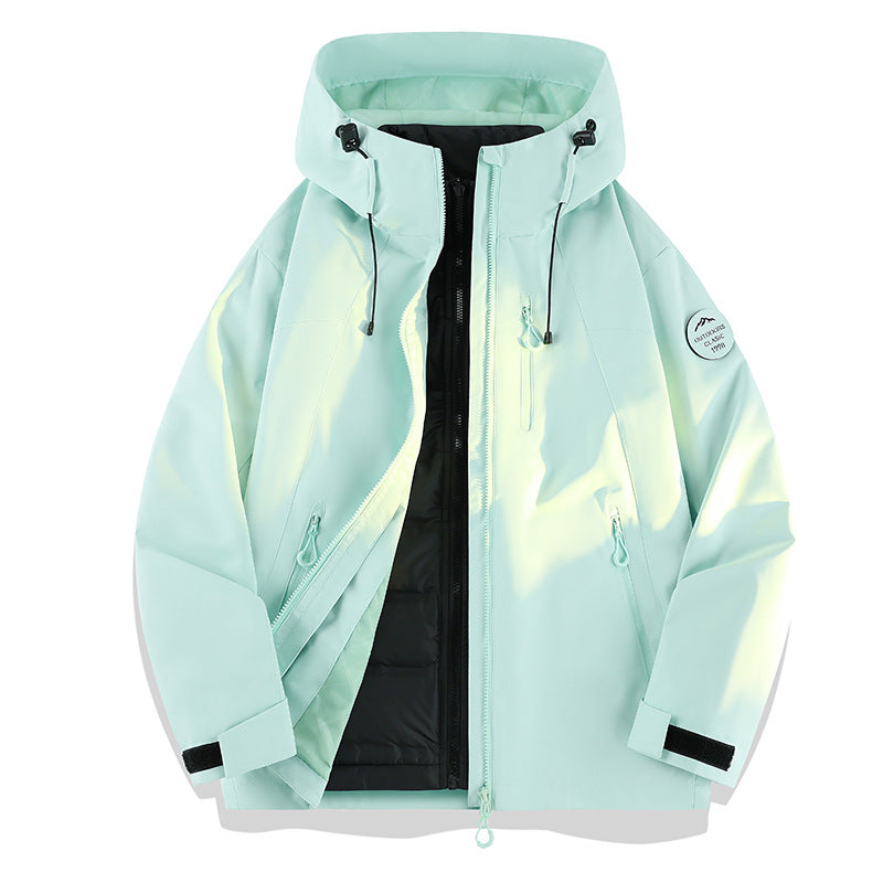 Women Lightweight Waterproof Hooded Jacket with Teddy Charm and Concealed Zipper Pockets Mune Fashion