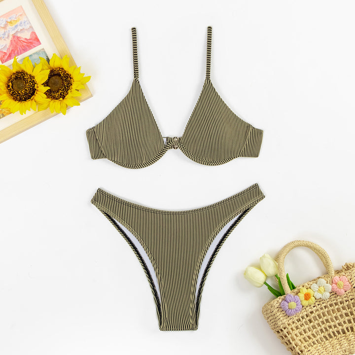 Ladies triangle bikini with striped texture Mune Fashion