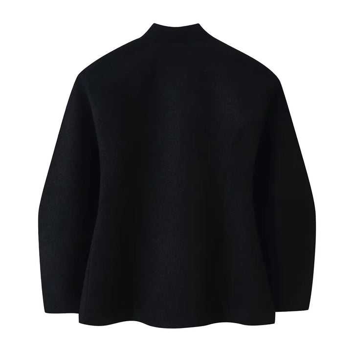 Women's short bouclé jacket with open front and flap pockets Mune Fashion