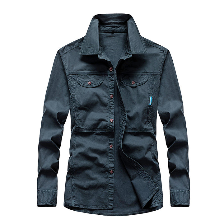 Men's Lightweight Canvas Field Shirt with Chest Pockets and Shirt Collar Mune Fashion