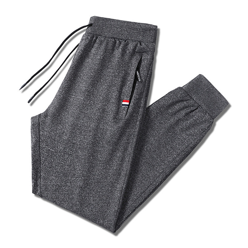 Men's Slim-Fit Jogging Pants with Elastic Ribbed Waistband, Drawstring and Zipper Pockets Mune Fashion