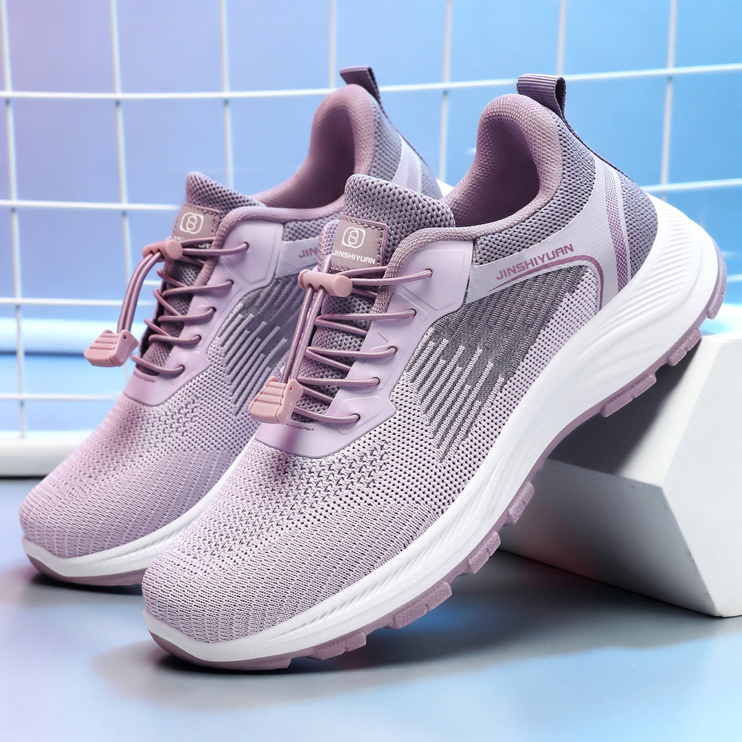 Women nan lightweight breathable knit walking sneakers with quick lace cord and cushioned EVA midsole Mune Fashion