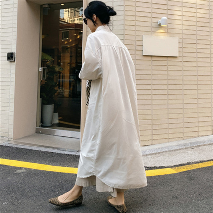 Women Oversized Shirt Dress with Long Button Placket and Breast Pocket Mune Fashion