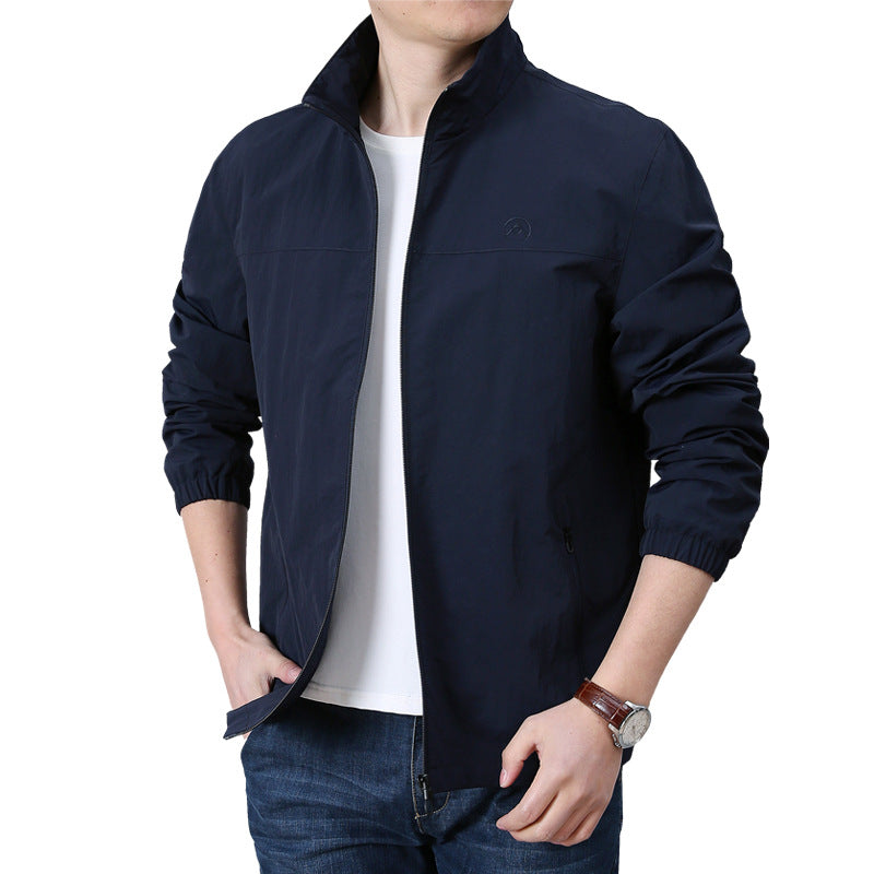 Men's Lightweight Urban Windbreaker with Stand-up Collar, Elastic Cuffs, and Side Zipper Pockets Mune Fashion