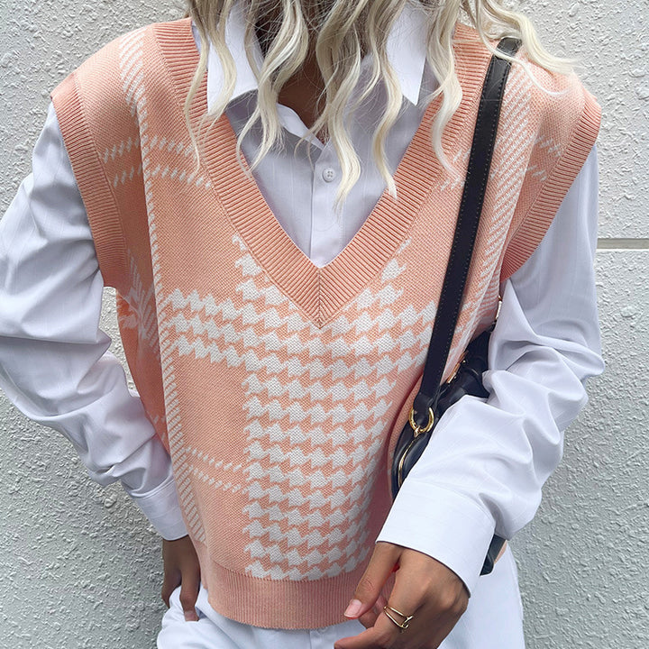 Ladies Trendy V-Neck Knit Sweater Mune Fashion