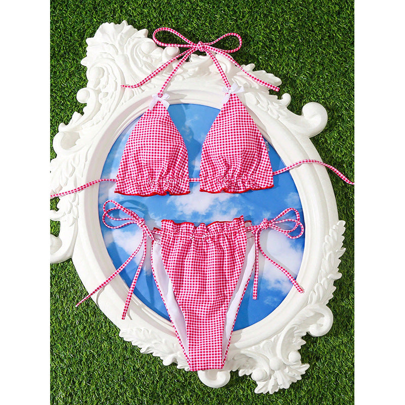 Women Triangle Bikini Set with Ruffles and Ties Mune Fashion