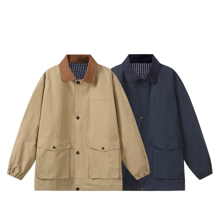 Men's transitional worker jacket in boxy cut with cord collar and flap pockets Mune Fashion