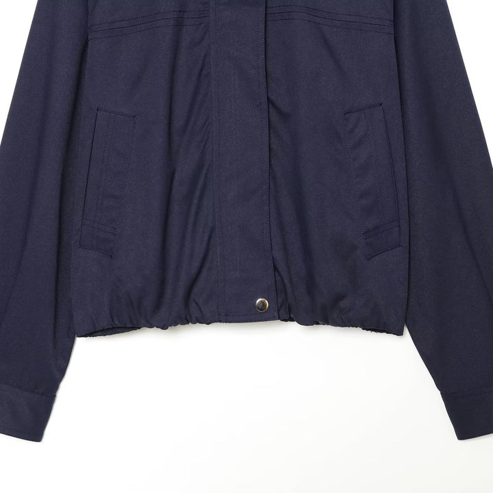 Women's short bomber-style jacket with contrasting embossed faux leather collar Mune Fashion