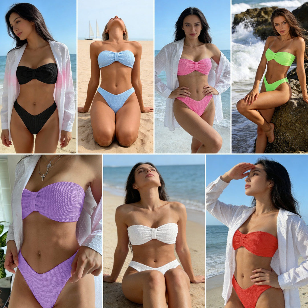 Ladies Bandeau Bikini with Bow Detail Mune Fashion