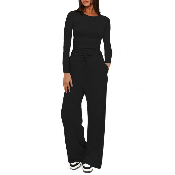Women's Relaxed Leisure Pants with Extra Wide Leg, Elastic Waistband and Drawstring Mune Fashion