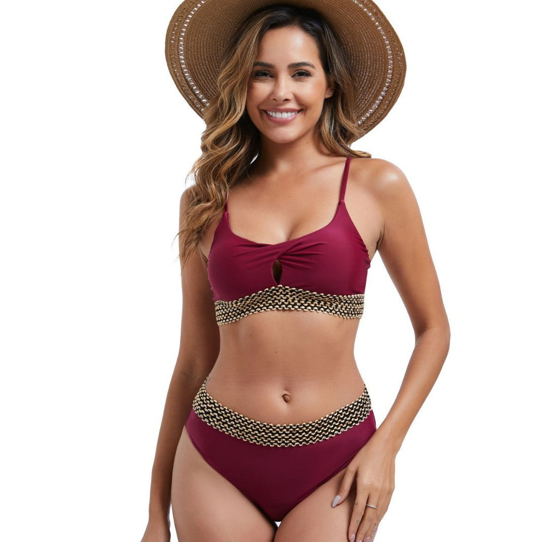 Women's Bikini Set with Creative Waist Mune Fashion