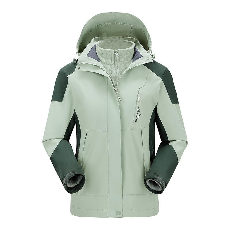 Women's two-layer outdoor jacket with detachable fleece inner jacket and adjustable hood Mune Fashion