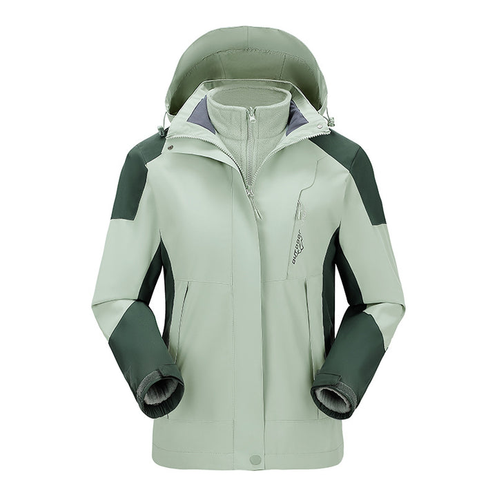 Women's two-layer outdoor jacket with detachable fleece inner jacket and adjustable hood Mune Fashion
