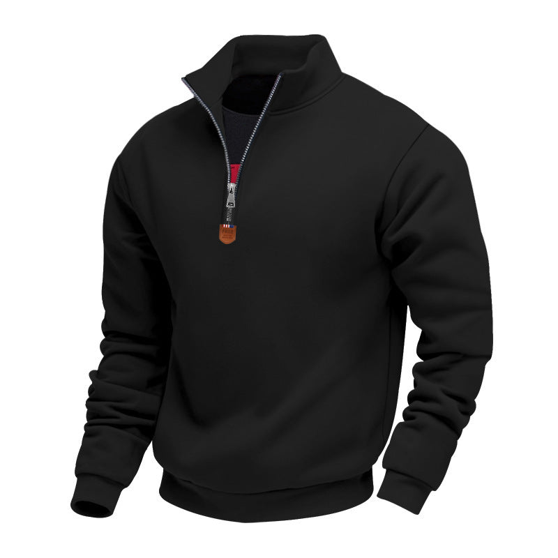 Men's nan Premium half-zip sweatshirt with high stand-up collar, sturdy zipper, and ribbed hem Mune Fashion