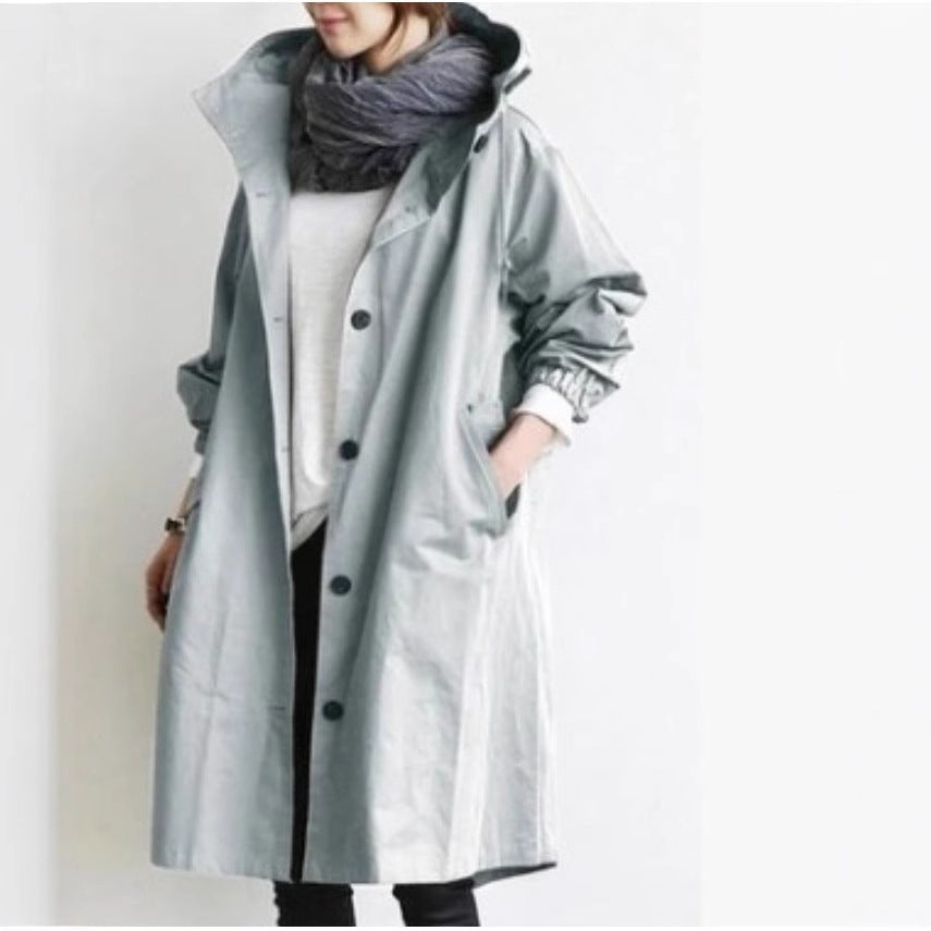 Women's lightweight oversized raincoat with hood and concealed closure Mune Fashion
