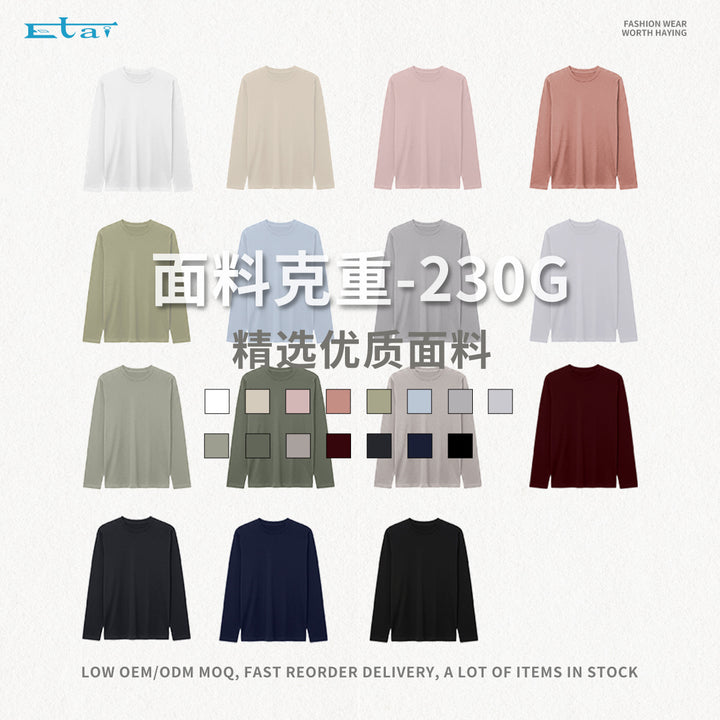 Unisex Long Sleeve Basic Shirt made of Organic Cotton Jersey with Round Neck Mune Fashion