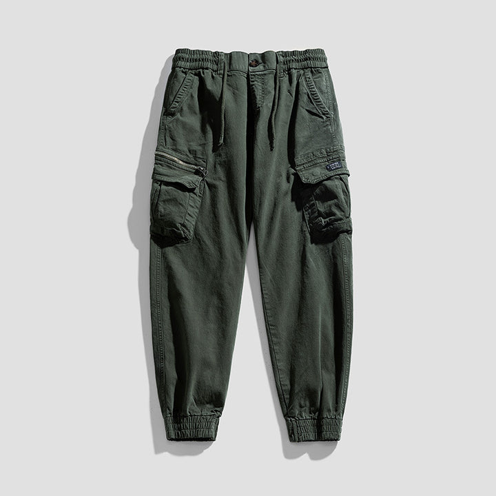 Men's Multifunctional Cargo Joggers in Urban Utility Style with Elastic Waistband and Flap Pockets Mune Fashion