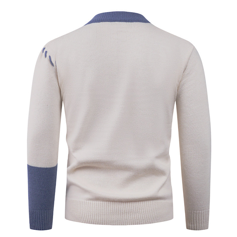 Men's Nan Patchwork Knit Pullover with Cable Knit Inserts and Decorative Seam Applications Mune Fashion