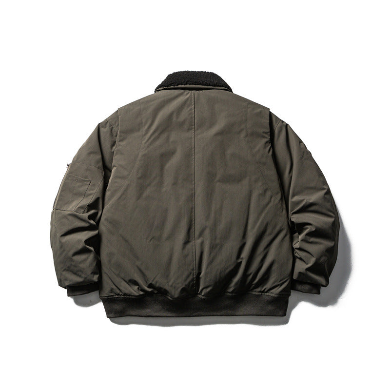 Men's short parka bomber with sherpa collar, padded utility jacket Mune Fashion